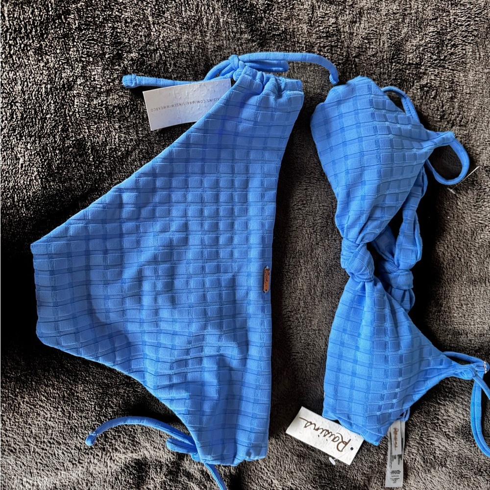 Blue Textured Bikini Set